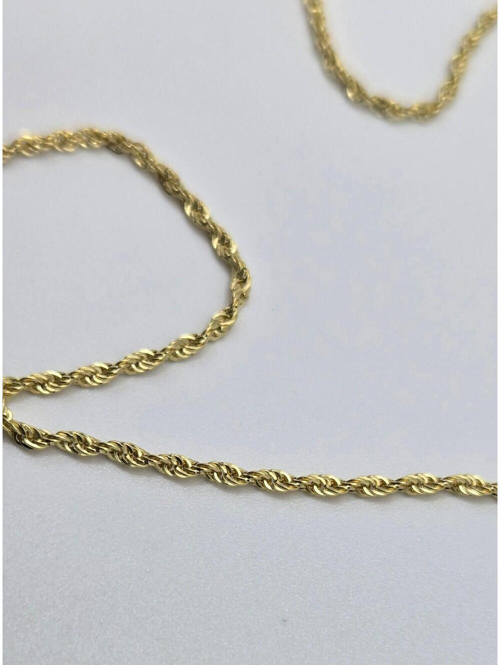 Real 14K Yellow Gold 1.6mm Diamond Cut Italian Rope Chain, 24" Italy - Picture 3 of 10